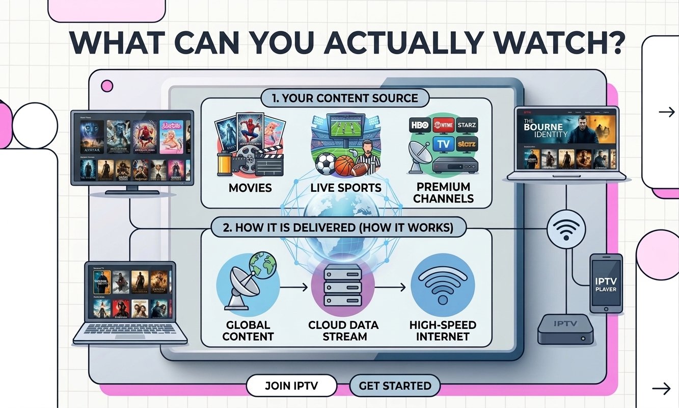IPTV live TV, on-demand video and catch-up content